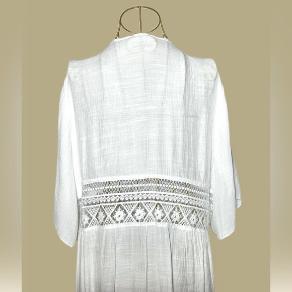 NEW Boho White Lace Beach Dress Coverup with Flutter Sleeves & 2-Tie Front, OS - Picture 10 of 13
